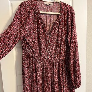 Loft Floral Side Tie Swing Dress | Size Medium